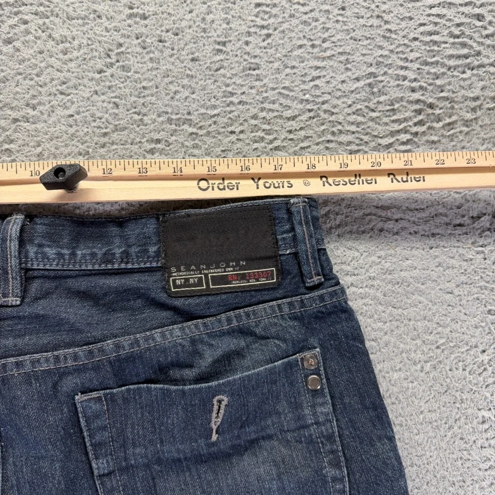 Sean John Marcus Jeans Mens 32x34 Blue Cotton Denim Straight Button-Fly Workwear